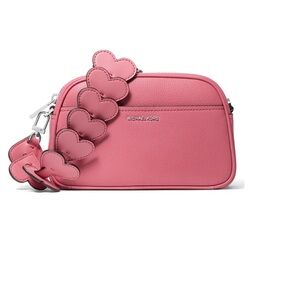 Michael Kors Pink Pebbled Leather Crossbody with Heart Strap